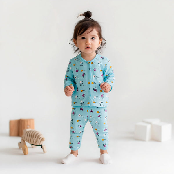 Baby girl 2 Piece Blue Honey bee print