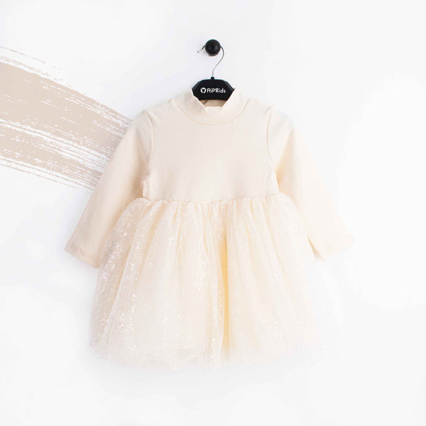 Baby Girl Cream Fancy Net Frock