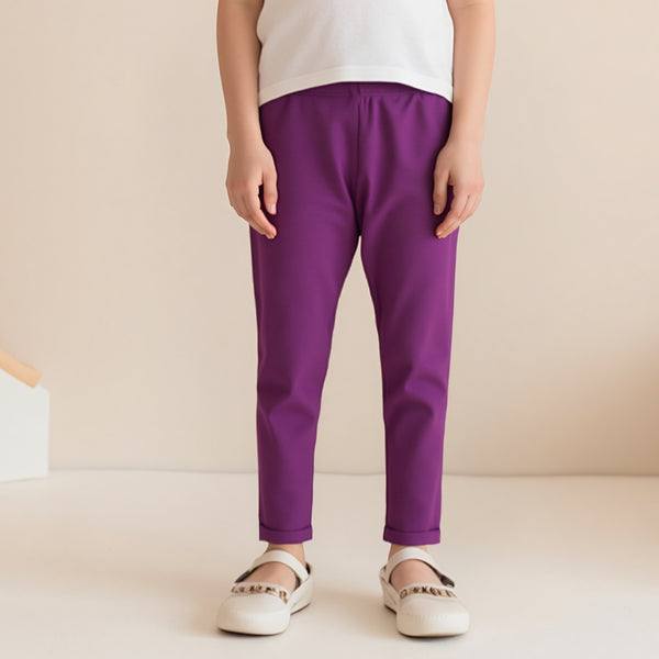 Baby Girl Plain Dark Purple Tights