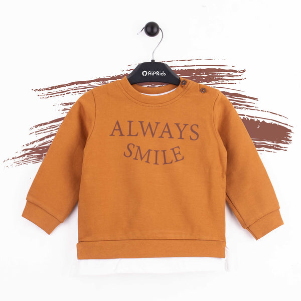 Baby boy Sweatshirt Mustard Always Smile Print