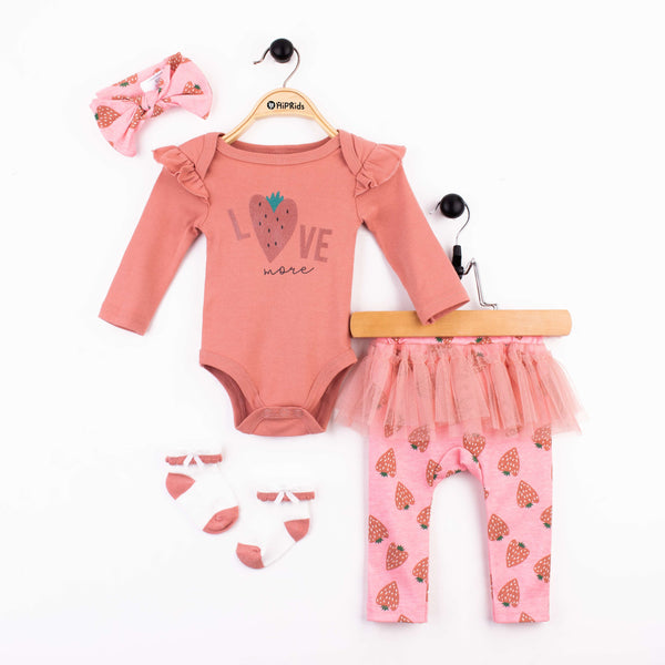 Baby Girl 4 Piece Set Love More Print