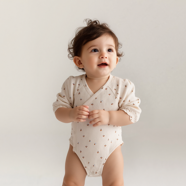 Baby Girl Bodysuits Small Brown Flower Print