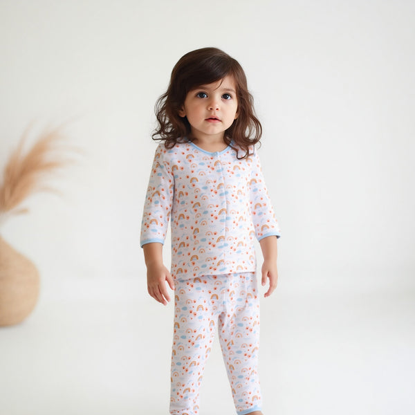 Baby girl 2 Piece Blue rainbow print