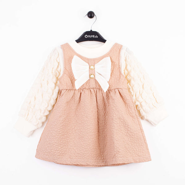 Baby Girl Off White Big bow Frock