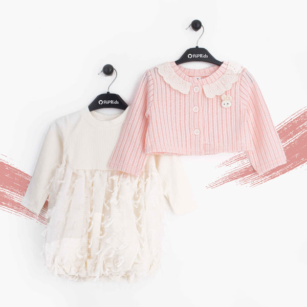 Baby Girl Pink Cardigan Fancy Frock