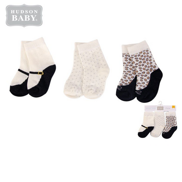 Hudson Baby 3pk Socks anti Slip Leopard Print