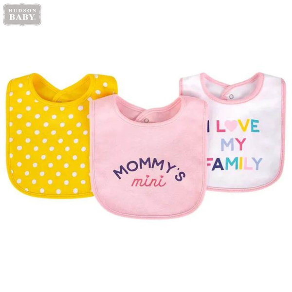 Hudson Baby 3 Piece Bib Set I Love My Family Print