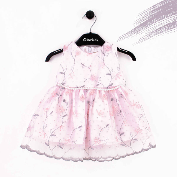 Baby Girl Pink Embroidered Fancy Frock