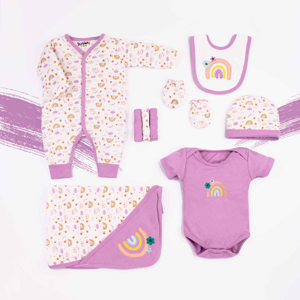Baby Girl 7 Piece Starter Set Purple Rainbow