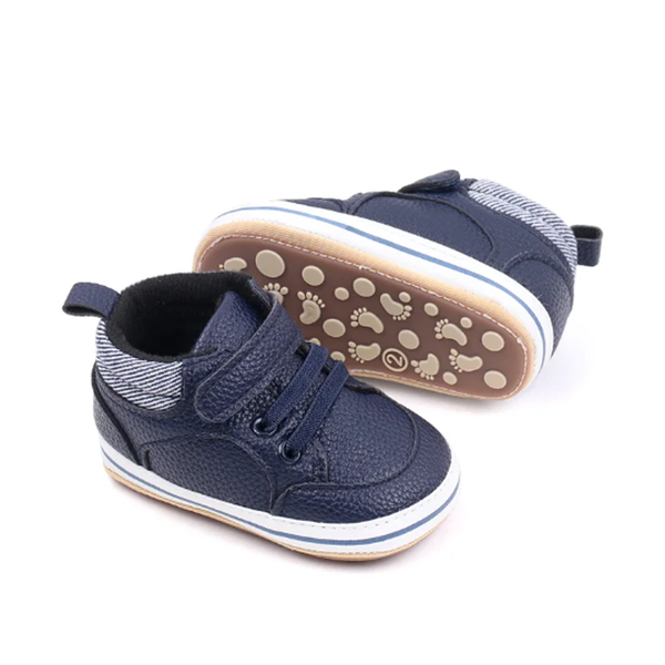 Baby Boy Navy Blue Lace-Up Walking-Sole