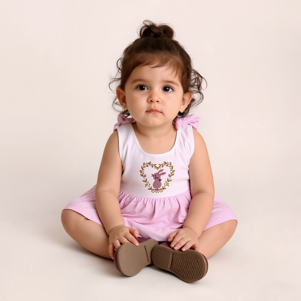Baby Girl 2 Piece Set Pink Embroidered Rabbit