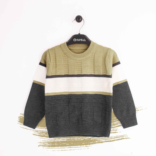 Baby Boy Light Green / White Stripes Sweater