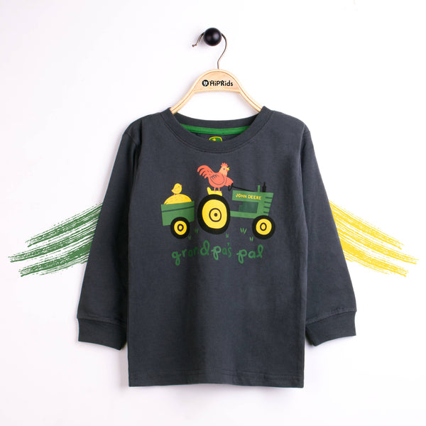 J-Deere Long Sleeve Charcoal  Unisex Hen Print