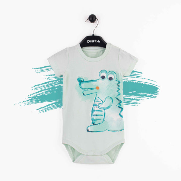 Baby Boy Green Crocodile Bodysuits
