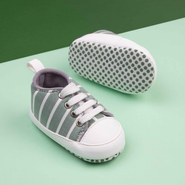 Baby Boy Green Stripes Print Pre-walker