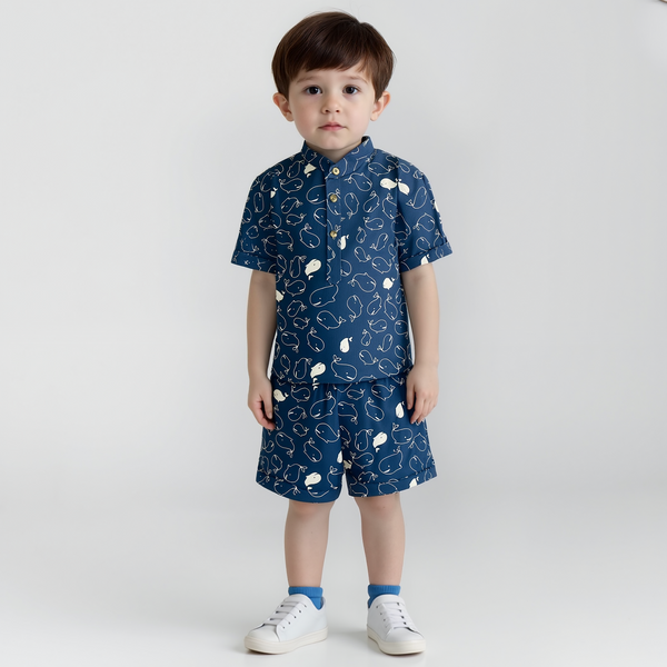Baby boy 2 Piece Whale Print Safari Suit