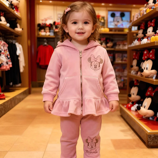DS Baby Girl 2 Piece Pink Minnie Mouse Velvet Track suit