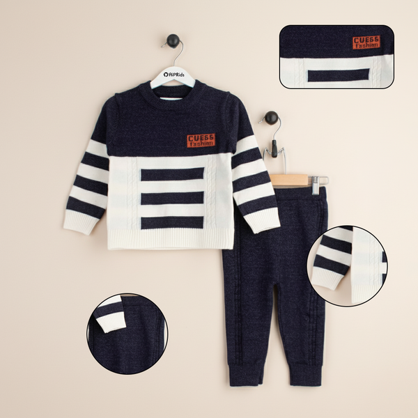 Baby Boy Navy Stripes wool 2pc set