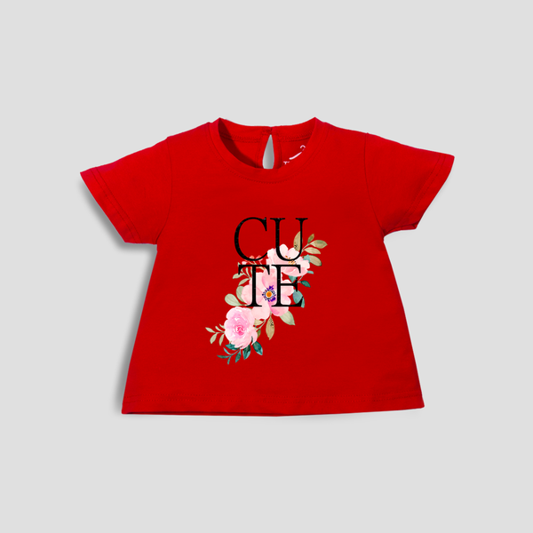 Baby Girl T-Shirt Top Red Cute Flower Print