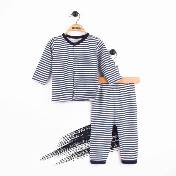 D-Baby 2 piece set Navy Blue Stripes Print