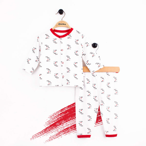 D-Baby 2 piece set Red I Love My Mom Dad Print