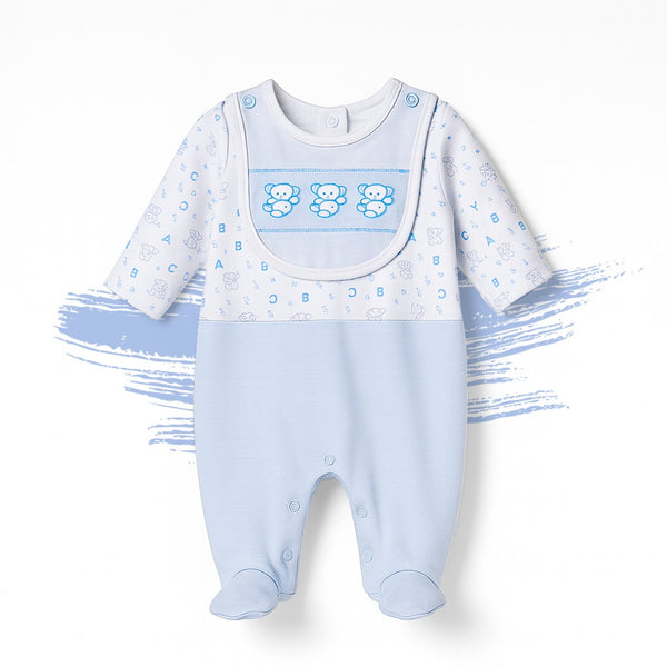 Baby Boy 2 piece Set Blue Bear Full Romper