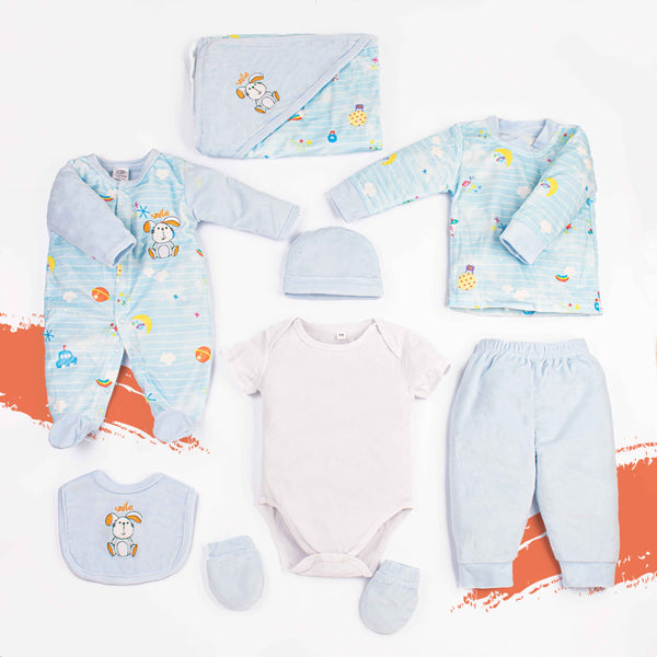 Baby Unisex 8 Piece Velvet Starter Set Rabbit Smile