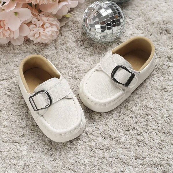 Baby Boy White Fancy Clip Loafers Pre-Walker