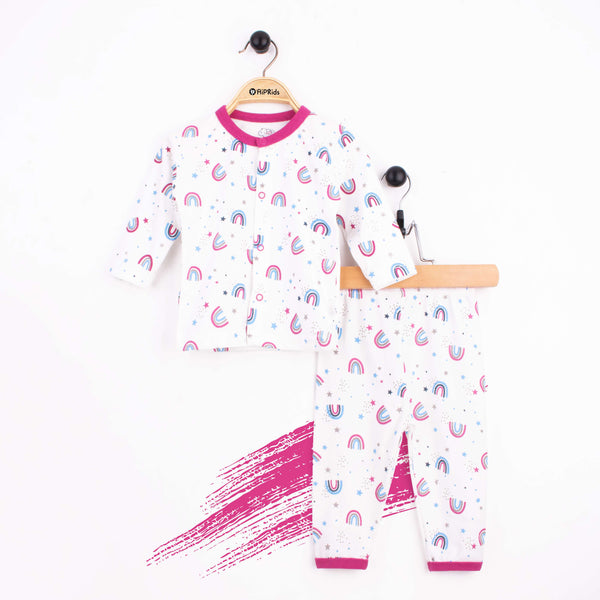 D-Baby 2 piece set Pink Rainbow and Stars Print