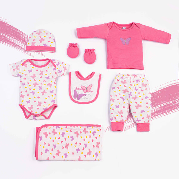 Baby Girl 7 Piece Starter Set Pink Butterfly