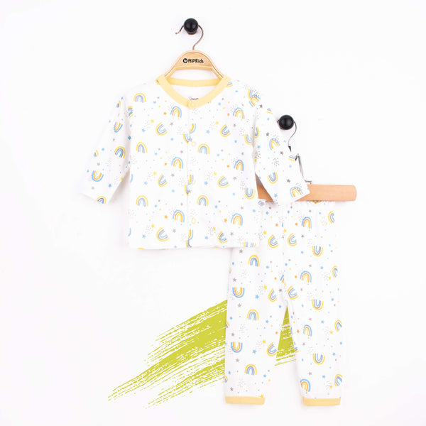 D-Baby 2 piece set Yellow Rainbow and Stars Print