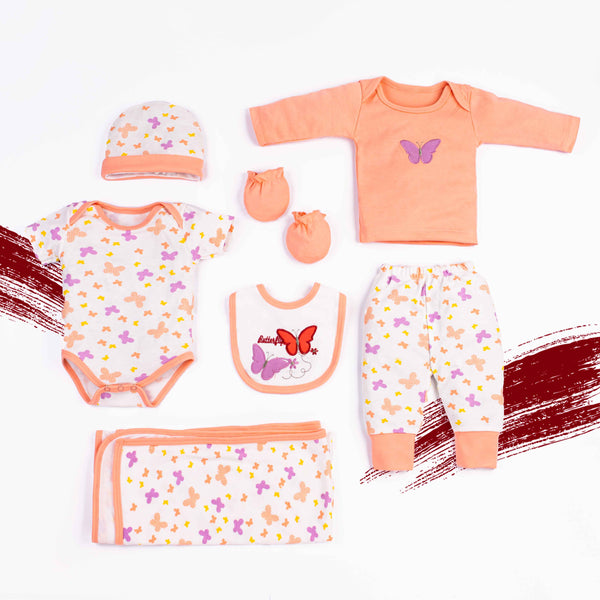 Baby Girl 7 Piece Starter Set Peach Butterfly