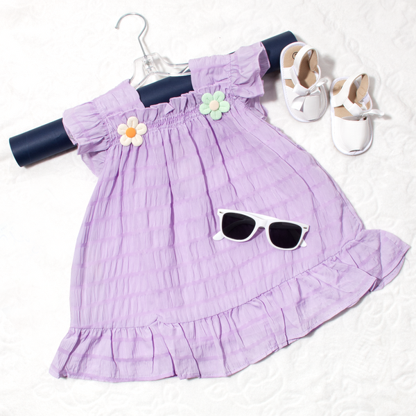 Girl Purple 3D Flower Fancy Long Shirt