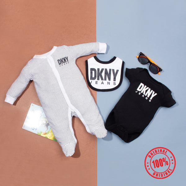 Baby Boy 3 Piece Set DKNY Black Stripes Print