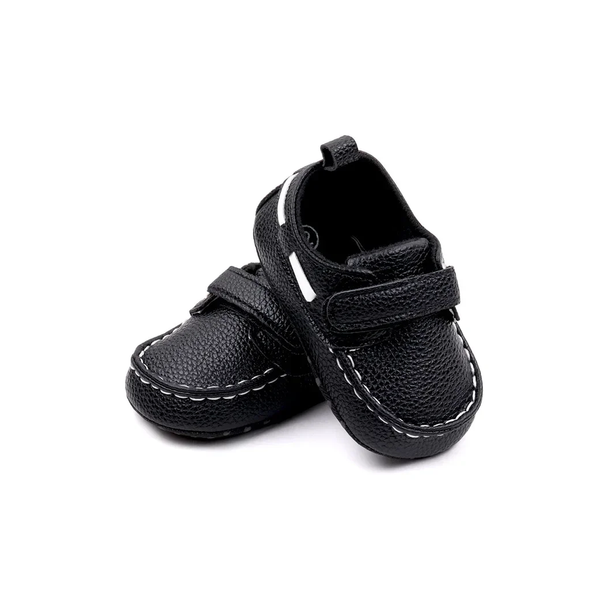 Baby Boy Black Stick-On Shoes Pre-Walker