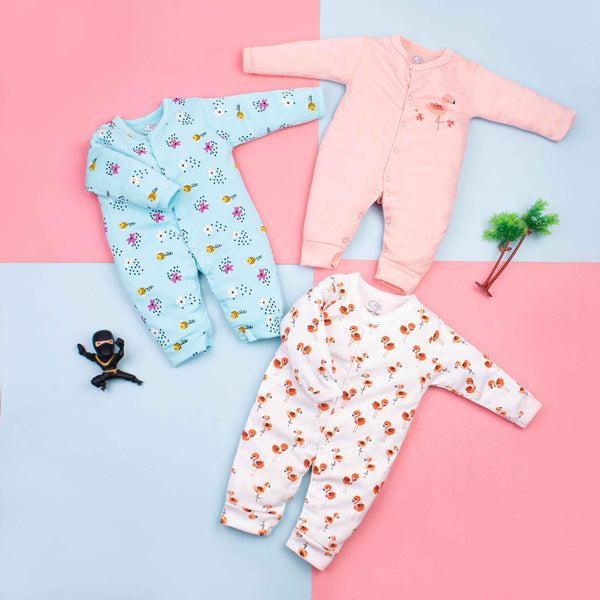 Baby Girl 3Pk Sleepsuits Swan Print