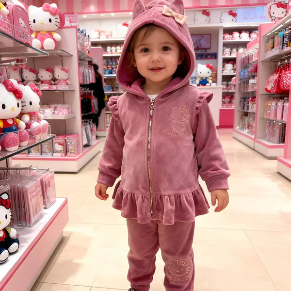 DS Baby Girl 2 Piece Pink Hello Kitty Velvet Track suit