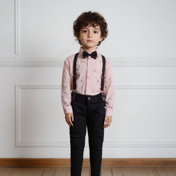 Baby Boy 4 Piece Set Pink Print Formal Set