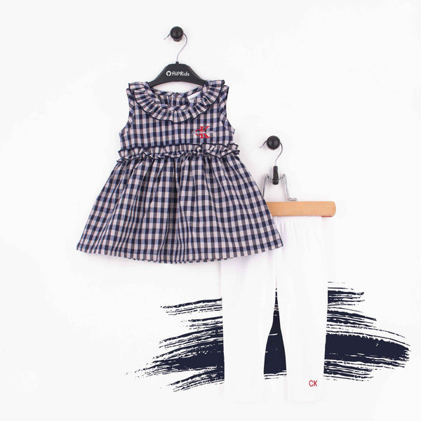 C-K Baby Girl 2 Piece Navy Blue Checked