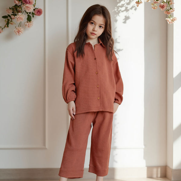 Girl Rust Crinkle Co-Ord Set