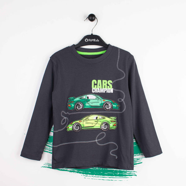 Baby Boy Full Sleeves Cars Champions T-Shirt