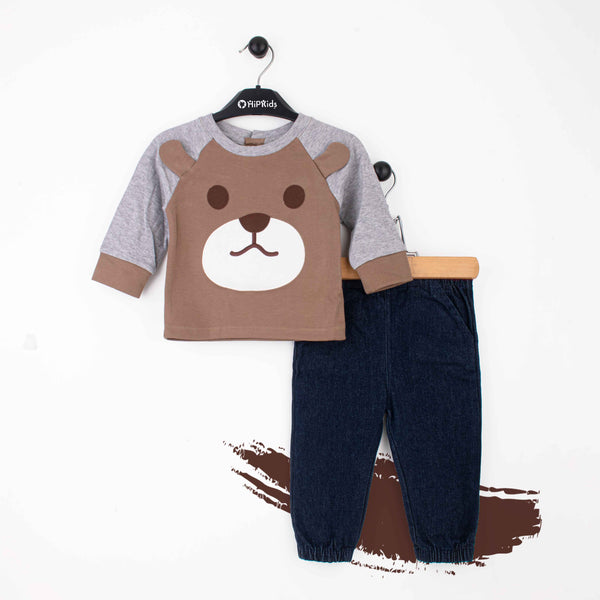 wonder-Child Baby Boy 2 Piece 3D Brown Bear