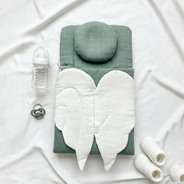 Baby Unisex 2 Piece Set Green Muslin Carrynest