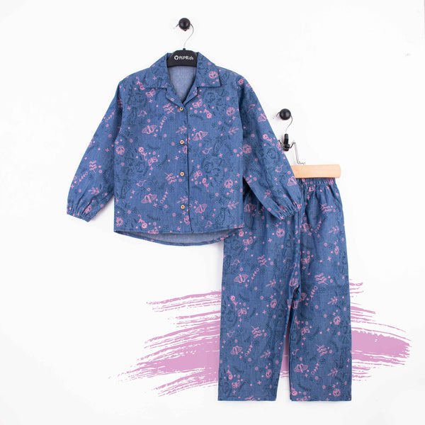 Girl Co-Ord Set Blue Butterfly Print