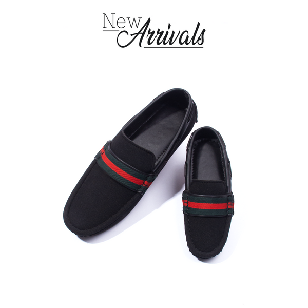 Baby Boy Black Red Line Loafers