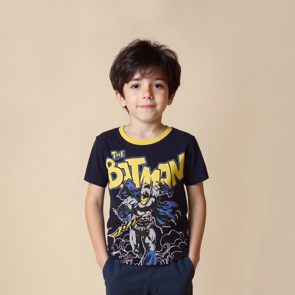 Boy Navy Blue The Batman Print T-Shirt