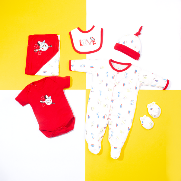 Baby Boy 6 Piece Starter Set Red Love