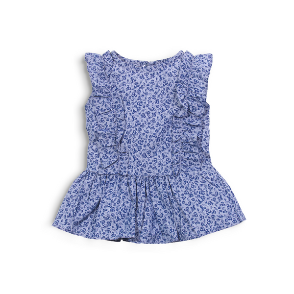 Baby Girl Blue Flowers Print Top