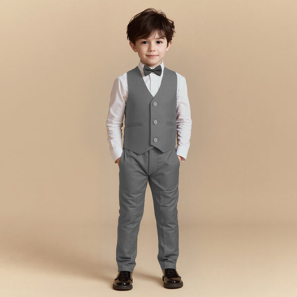 Baby Boy Brown Self Waistcoat Formal Set