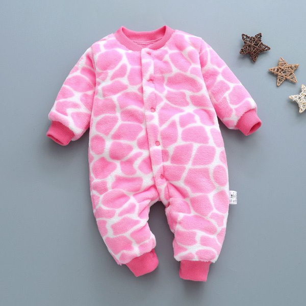 Baby Girl Fleece Full romper Pink Marbles Print